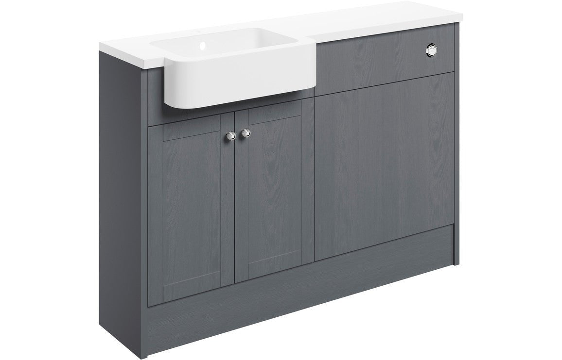 Sabrina 1242mm Basin & WC Unit Pack (LH) - Grey Ash - bathandtile