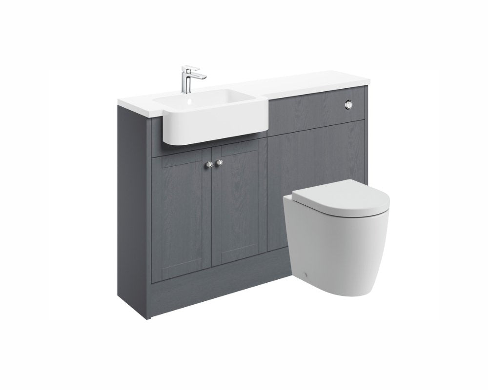 Sabrina 1242mm Basin & WC Unit Pack (LH) - Grey Ash - bathandtile