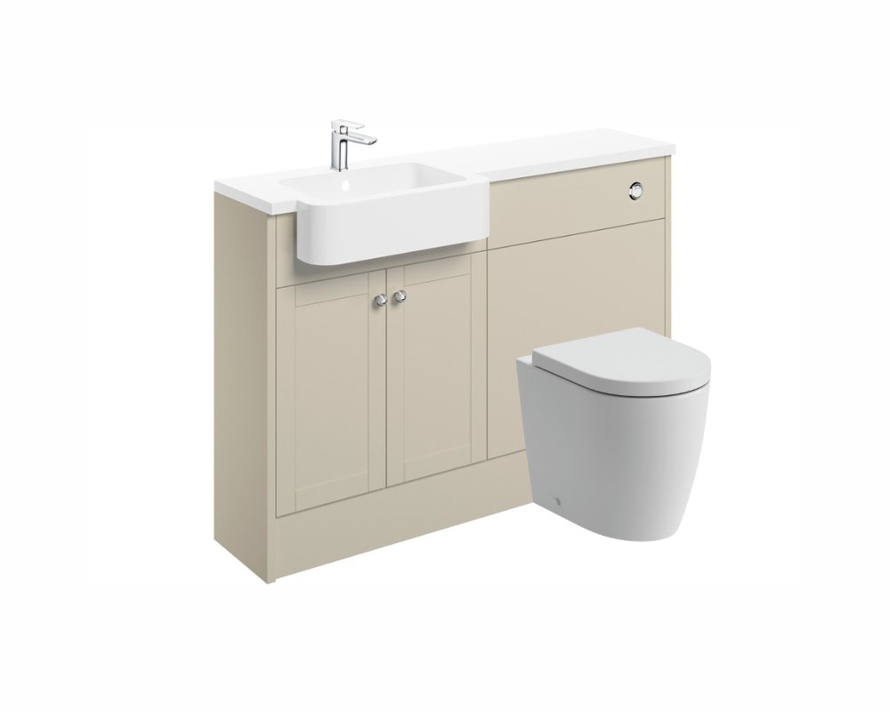 Sabrina 1242mm Basin & WC Unit Pack (LH) - Matt Latte - bathandtile