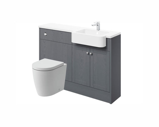 Sabrina 1242mm Basin & WC Unit Pack (RH) - Grey Ash - bathandtile