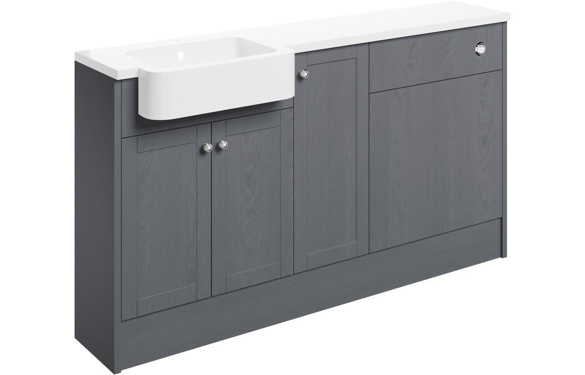 Sabrina 1542mm Basin WC & 1 Door Unit Pack (LH) - Grey Ash - bathandtile