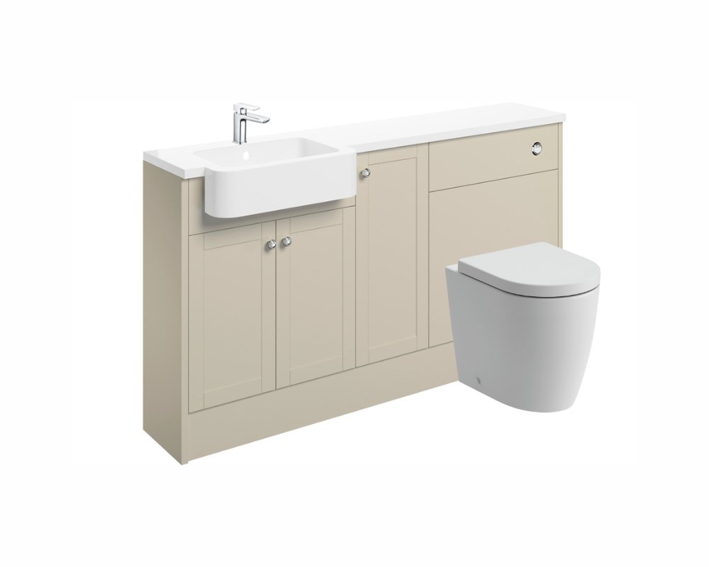 Sabrina 1542mm Basin WC & 1 Door Unit Pack (LH) - Matt Latte - bathandtile