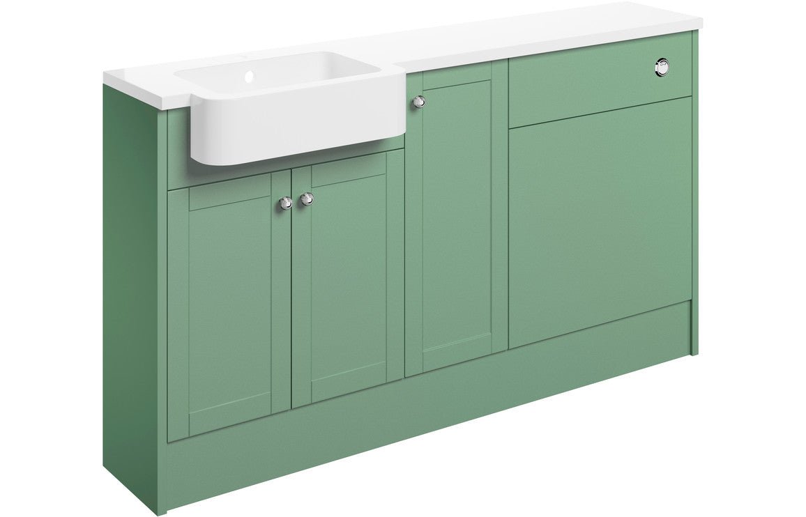 Sabrina 1542mm Basin WC & 1 Door Unit Pack (LH) - Matt Sage Green - bathandtile