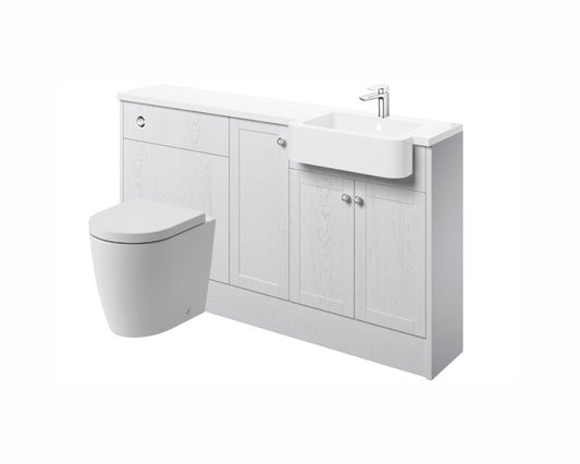 Sabrina 1542mm Basin WC & 1 Door Unit Pack (RH) - Satin White Ash - bathandtile