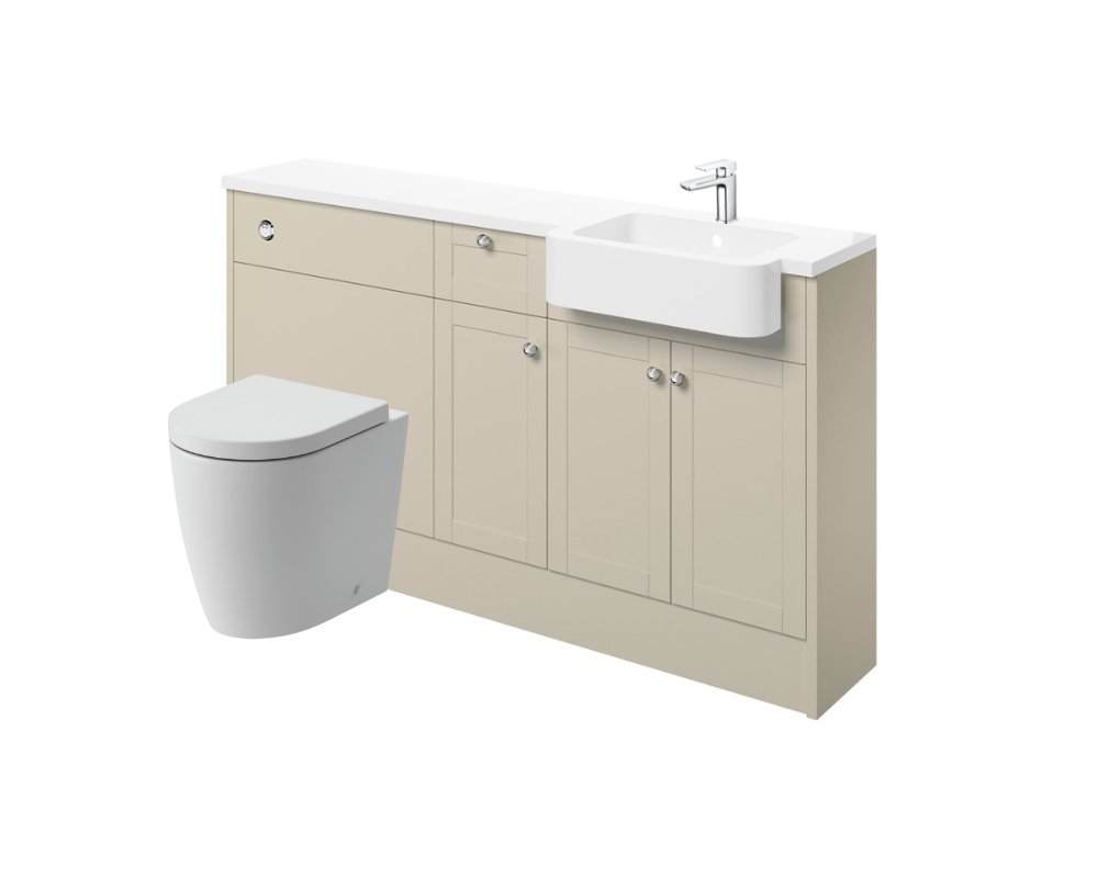 Sabrina 1542mm Basin WC & 1 Drawer 1 Door Unit Pack (RH) - Matt Latte - bathandtile