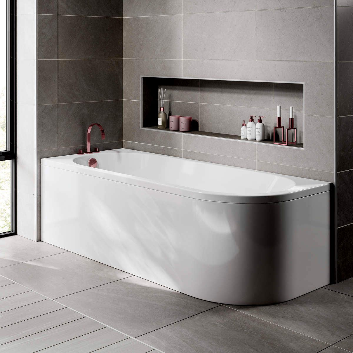 Enrico J Shape Corner Bath 1700x725x600mm & Bath Panel (LH)