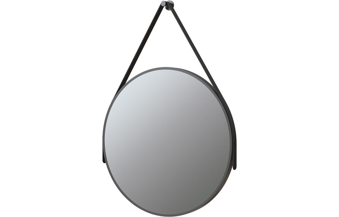 Tia 600mm Round Mirror - Matt Black - bathandtile