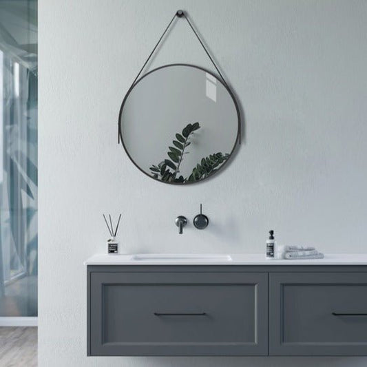 tia 600mm round mirror matt black, Alessio, Mirrors, Round Mirrors, Standard Bathroom Mirrors, 1