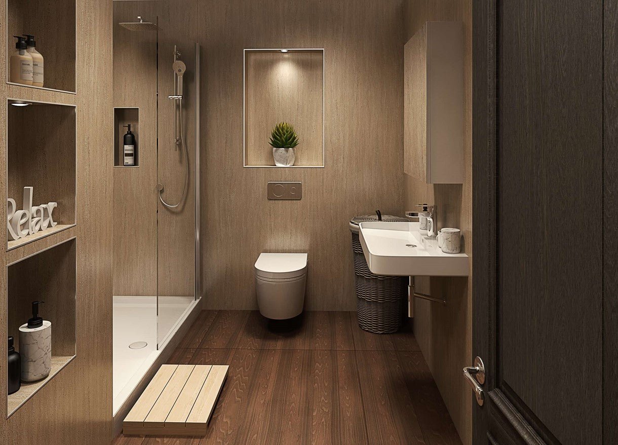 Travertino 900mm Plywood Nu-lock Wet Wall Panel - bathandtile