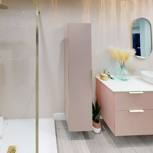 Valente 350mm Wall Hung 1 Door Tall Unit - Matt Antique Rose - bathandtile