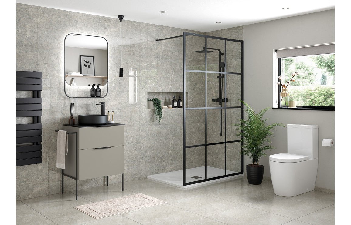 Valente 350mm Wall Hung 1 Door Tall Unit - Matt Latte - bathandtile