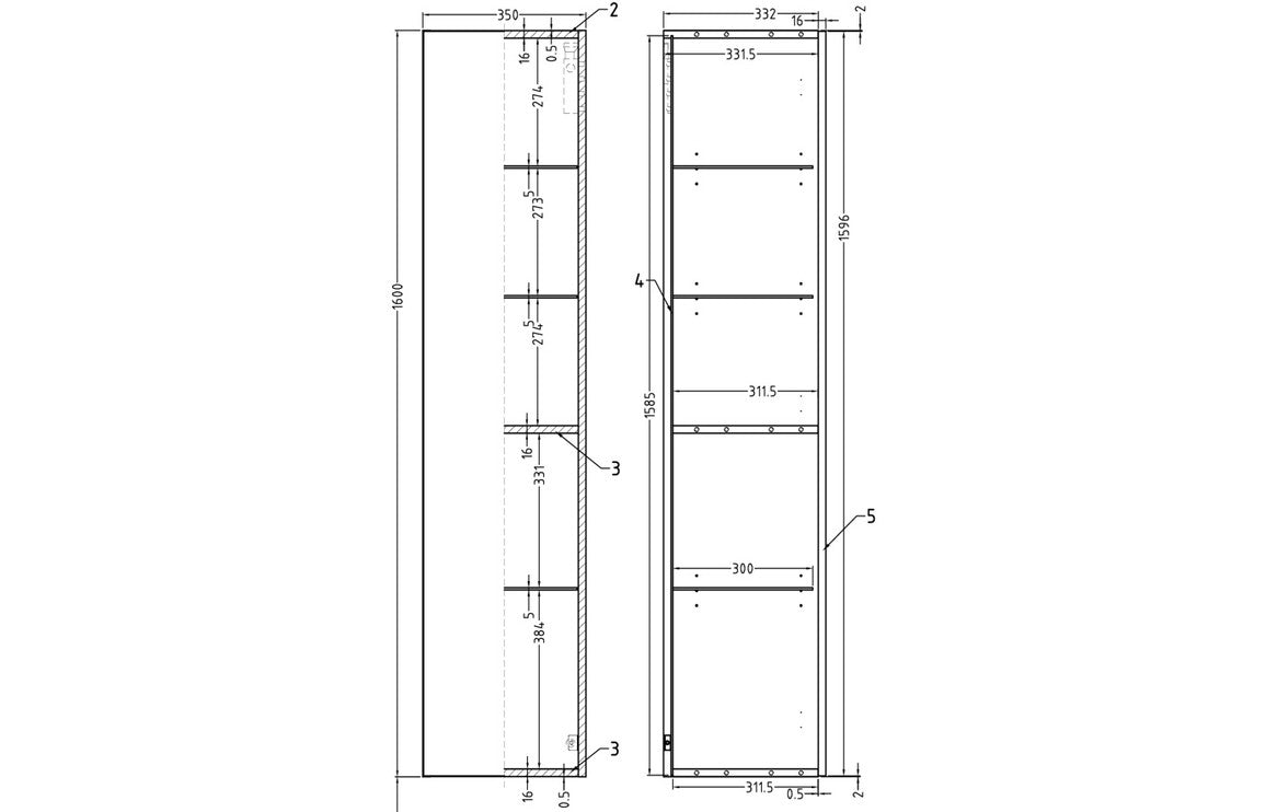 Valente 350mm Wall Hung 1 Door Tall Unit - Matt Latte - bathandtile