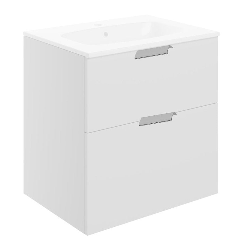 Valente 815mm Wall Hung 2 Drawer Basin Unit & Basin - Matt White - bathandtile