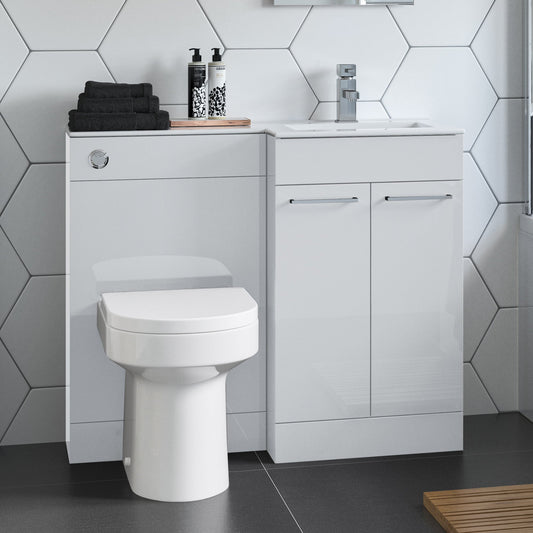 valeria 1100mm combination toilet basin unit rh white gloss chrome handles, Alessio, Bathroom Cabinet, 1
