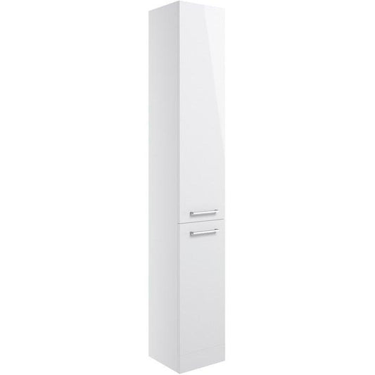 Valeria 350mm Floor Standing 2 Door Tall Unit - White Gloss - bathandtile