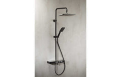 Vema Thermostatic Shower Column w/Fixed Head  Riser  Shelf & Foot Wash - Black