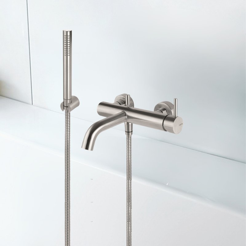 Vema Tiber Wall Mounted Bath Shower Mixer Tap St/Steel - bathandtile