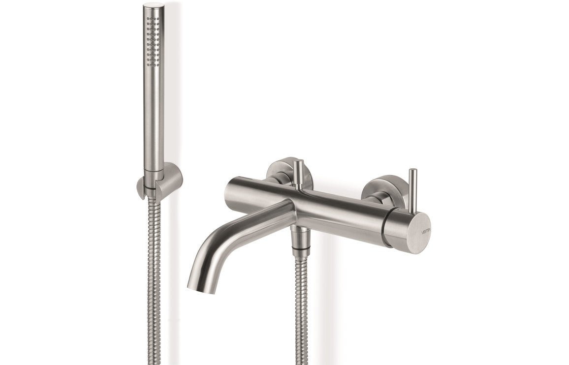 Vema Tiber Wall Mounted Bath Shower Mixer Tap St/Steel - bathandtile