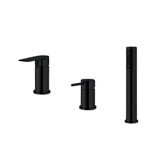 vema timea 3 hole deck mounted bath shower mixer tap matt black, Vema, Black Bath Shower Mixer Taps, Bath Taps, Taps, 1