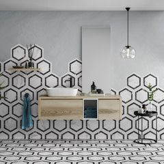 Venato Hex Dark Grey Tiles 330x285mm