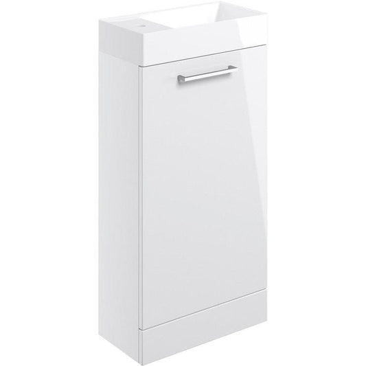 Vito 410mm Floor Standing 1 Door Basin Unit & Basin - White Gloss - bathandtile