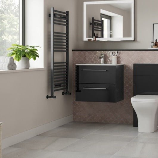 Vito 510mm Wall Hung 2 Drawer Basin Unit & Basin - Anthracite Gloss - bathandtile