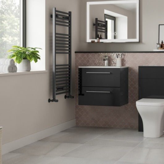 vito 510mm wall hung 2 drawer basin unit basin anthracite gloss, Alessio, Wall Hung Vanity Unit, 1