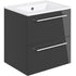 vito 510mm wall hung 2 drawer basin unit basin anthracite gloss, Alessio, Wall Hung Vanity Unit, 4