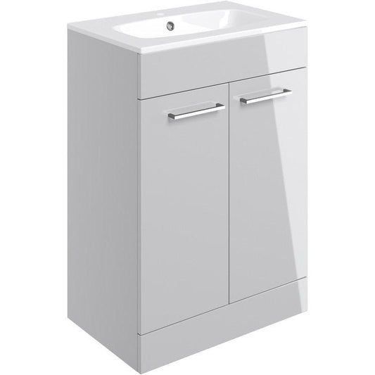 vito 610mm floor standing 2 door basin unit basin grey glo, Alessio, Sink Vanity Unit, Basin Unit, 1