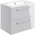 vito 610mm wall hung 2 drawer basin unit basin grey gloss, Alessio, Wall Hung Vanity Unit, 4