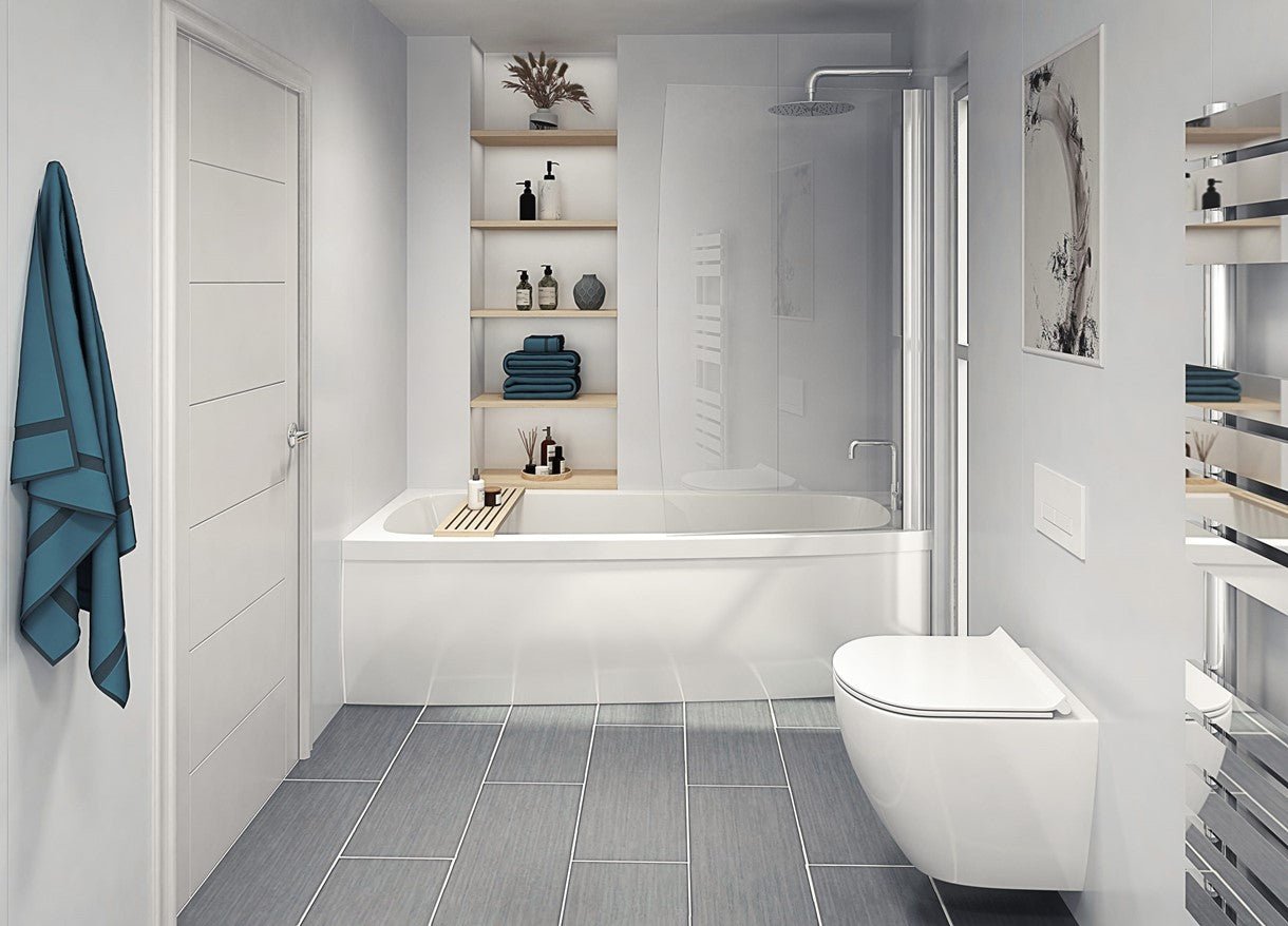 White Gloss 1200mm Plywood Nu-lock Wet Wall Panel - bathandtile