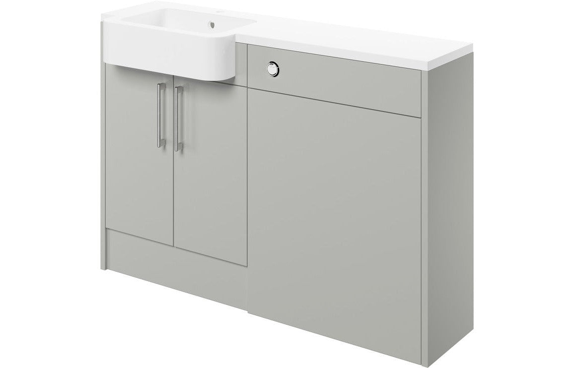 Zaira 1242mm Basin & WC Unit Pack (LH) - Light Grey Gloss - bathandtile