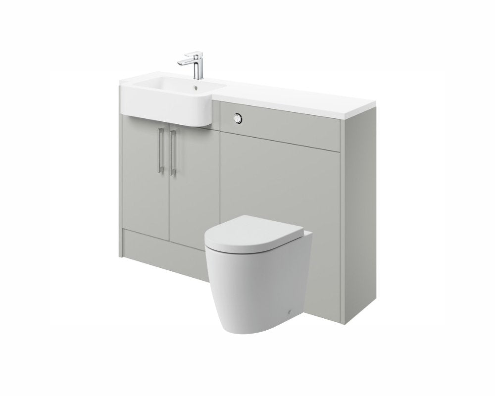 Zaira 1242mm Basin & WC Unit Pack (LH) - Light Grey Gloss - bathandtile