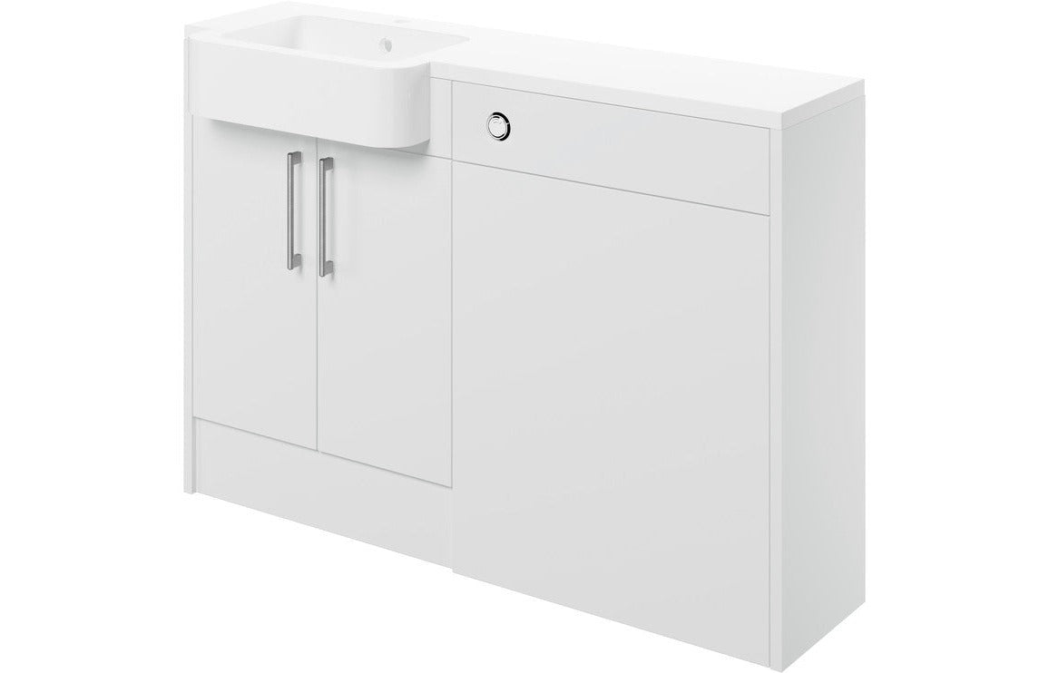 Zaira 1242mm Basin & WC Unit Pack (LH) - White Gloss - bathandtile