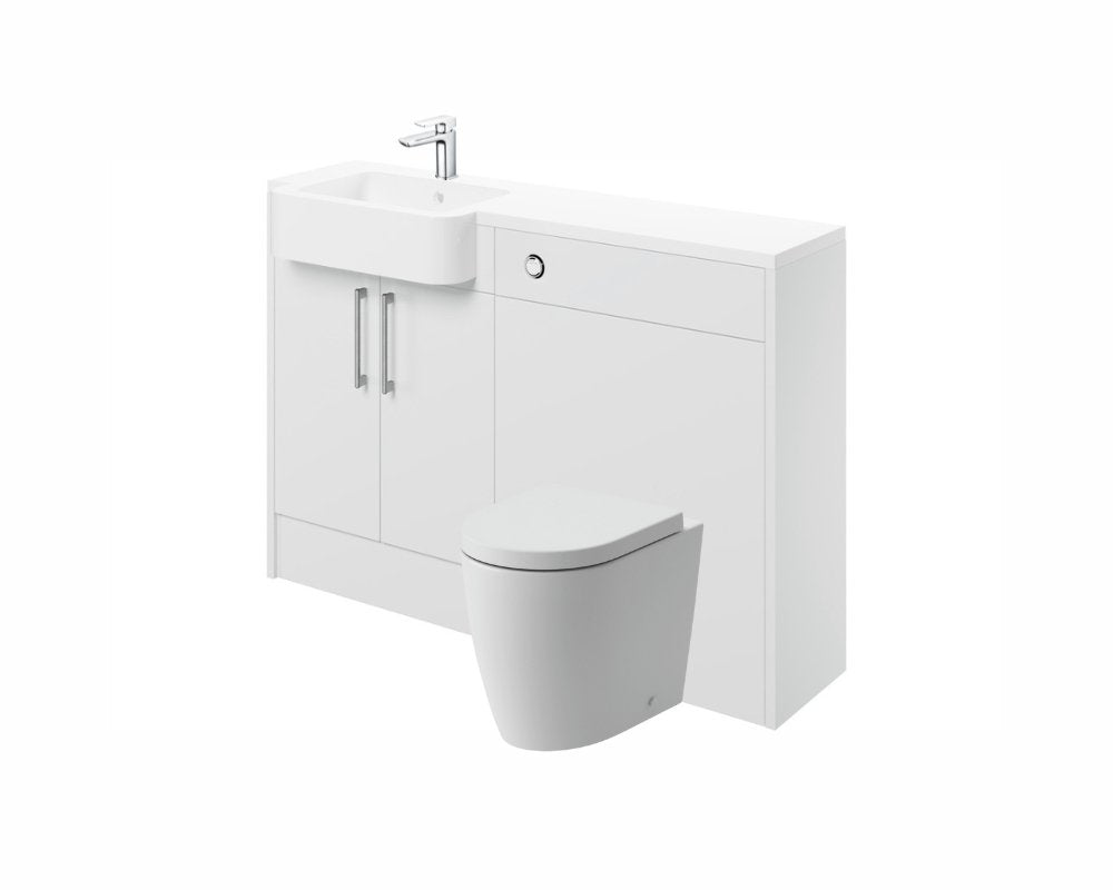 Zaira 1242mm Basin & WC Unit Pack (LH) - White Gloss - bathandtile