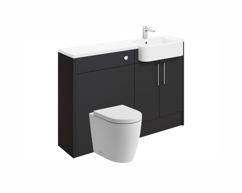 Zaira 1242mm Basin & WC Unit Pack (RH) - Matt Graphite Grey - bathandtile