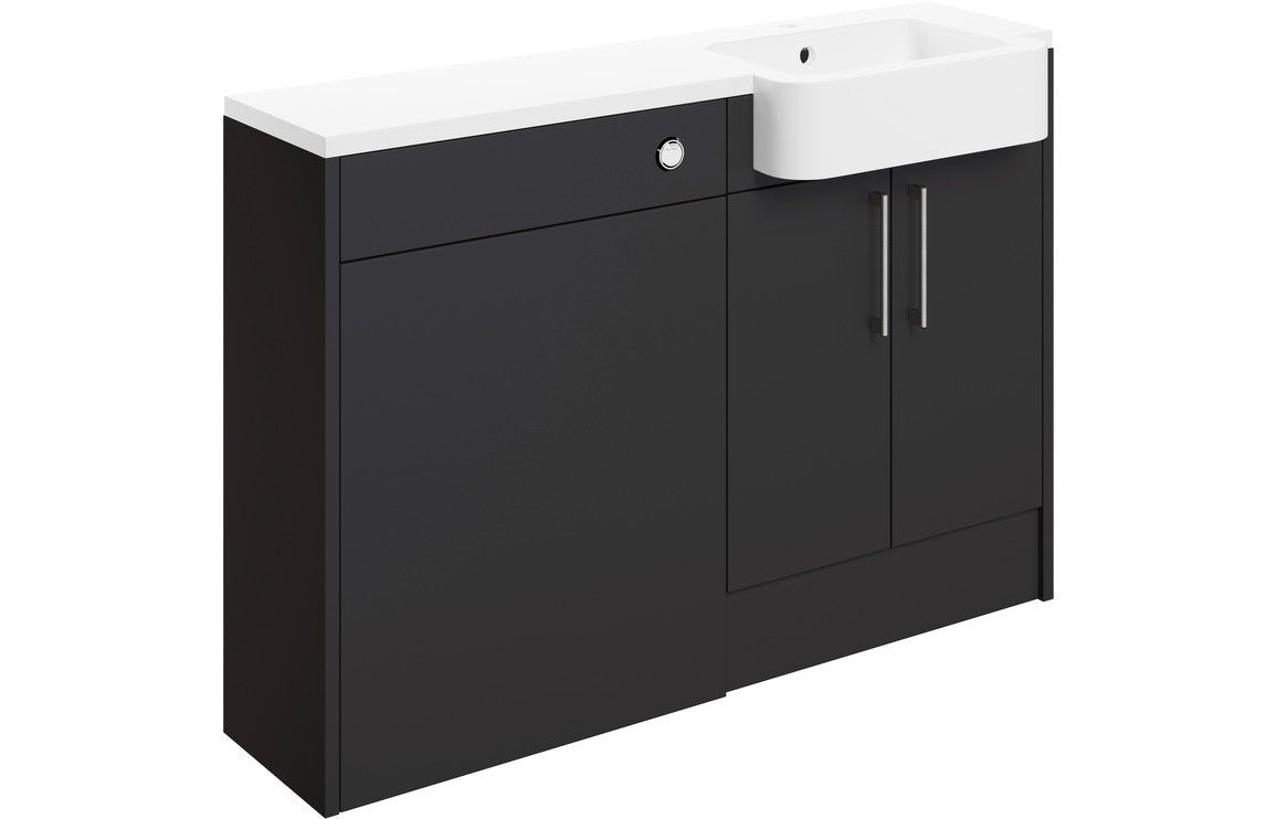 Zaira 1242mm Basin & WC Unit Pack (RH) - Matt Graphite Grey - bathandtile