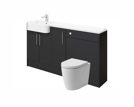 Zaira 1542mm Basin WC & 1 Door Unit Pack (LH) - Matt Graphite Grey - bathandtile