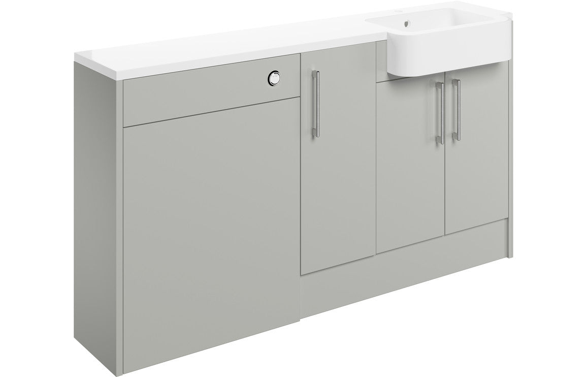 Zaira 1542mm Basin WC & 1 Door Unit Pack (RH) - Light Grey Gloss - bathandtile