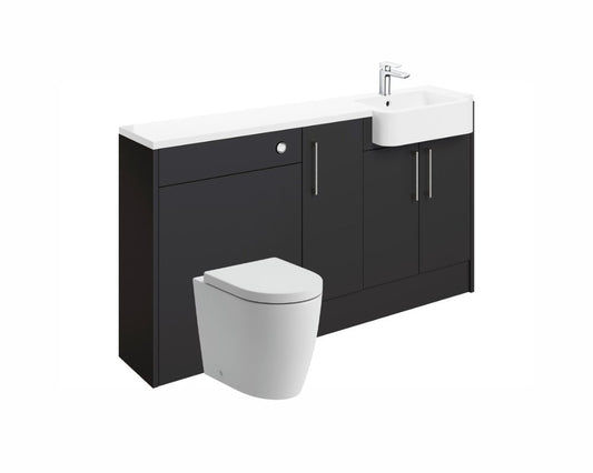 Zaira 1542mm Basin WC & 1 Door Unit Pack (RH) - Matt Graphite Grey - bathandtile