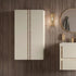 Zane 350mm Wall Hung 1 Door Tall Unit - Matt Cotton & Oak Effect Finish - bathandtile