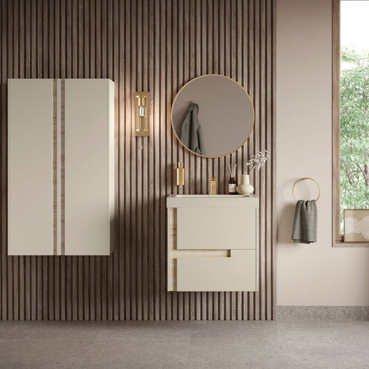 zane 805mm wall hung basin unit co ordinating basin matt cotton oak effect, Alessio, Wall Hung Vanity Unit, 1
