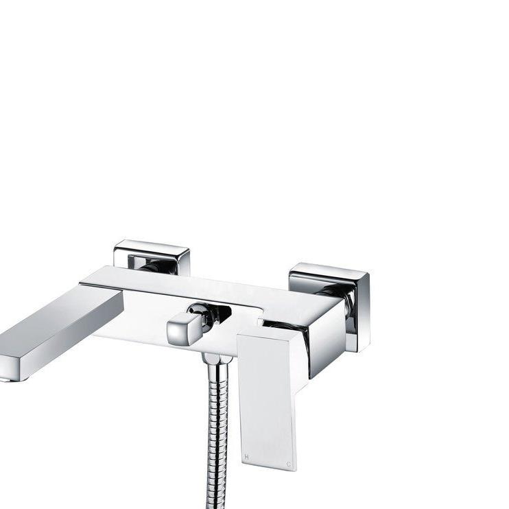 Zara Wall Mounted Chrome Bath Shower Mixer Tap with Shower Kit - bathandtile