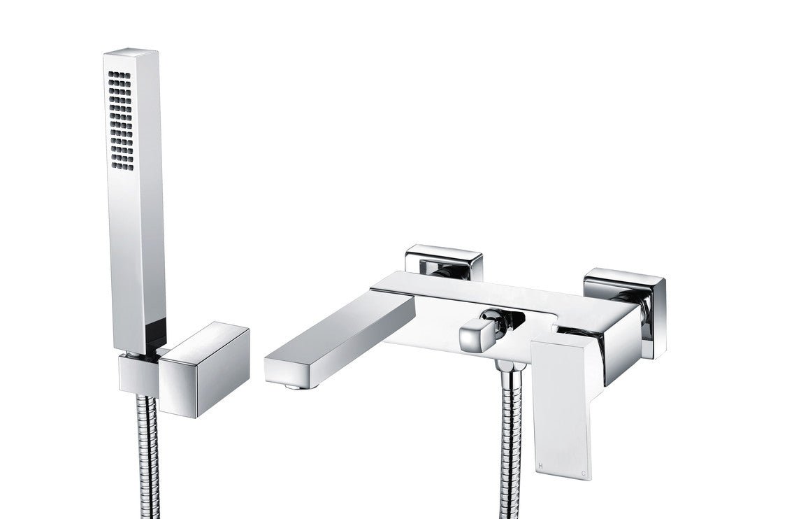 Zara Wall Mounted Chrome Bath Shower Mixer Tap with Shower Kit - bathandtile