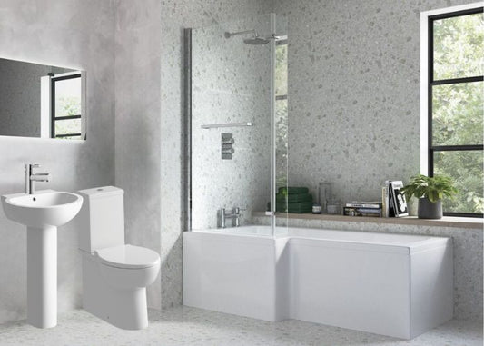 Zen Complete Shower Bath Suite 1700mm Left Hand Bath - bathandtile