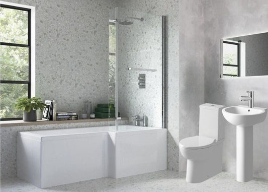 Zen Complete Shower Bath Suite 1700mm Right Hand Bath - bathandtile