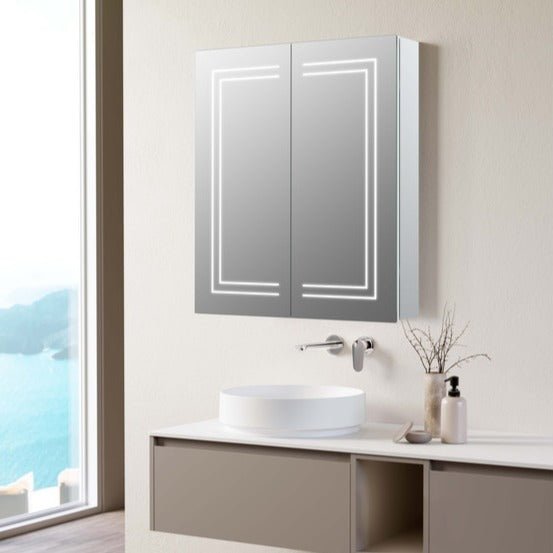Zenna 600mm 2 Door Front-Lit LED Mirror Cabinet - bathandtile