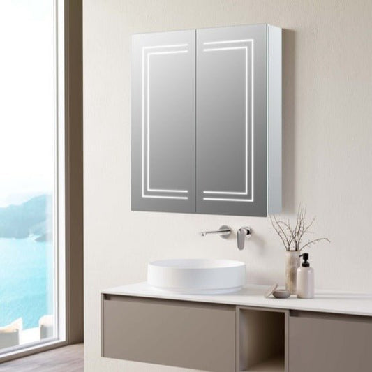 zenna 600mm 2 door front lit led mirror cabinet, Alessio, Illuminated Bathroom Mirror, Mirror Bathroom Cabinets, Mirrors, 1