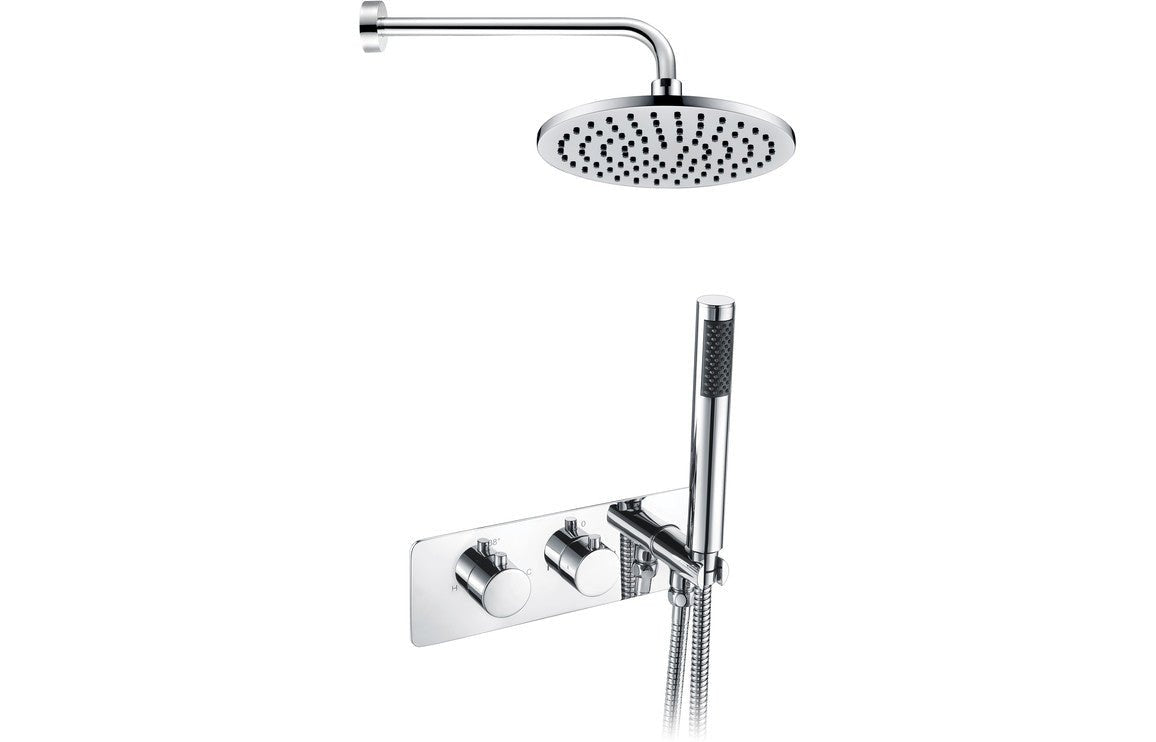 Zeno Round Shower Pack Twin Two Outlet with Handset & ABS Overhead Shower - bathandtile