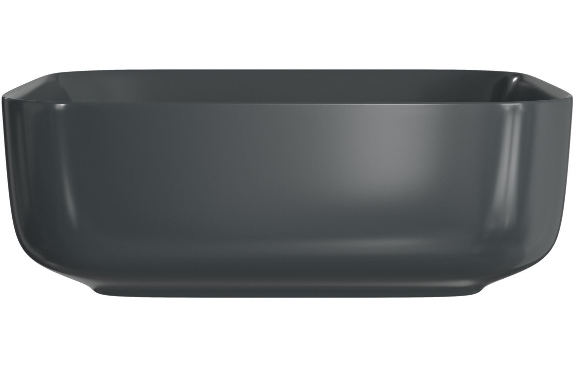 Zeta Matt Black Ceramic Square Washbowl & Waste 400mm - bathandtile